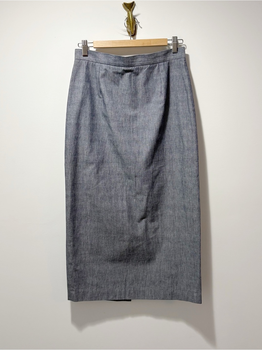 Apiece Apart Midi Pencil Skirt Size 6 Long Pencil Skirt 100% Cotton Gray Blue